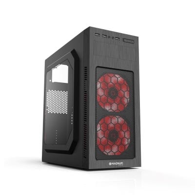 Gabinete Magnum Tech 435R-FANLED Rojo (sin fuente)